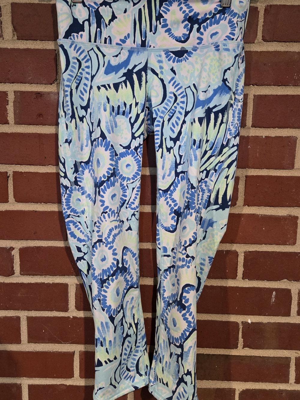 Lilly Pulitzer Luxletic Cropped Leggings Blue Print XS High Rise Athletic